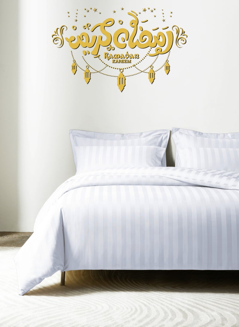 Master Home Textile Cotton Hotel Duvet Cover Sets, Fits 120 cm x 200 cm Size Bed, 4 Pcs Single Size, Hotel Stripe Pattern - Image 1